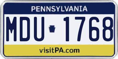 PA license plate MDU1768