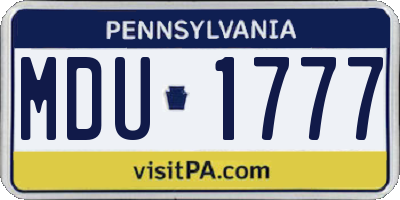PA license plate MDU1777