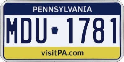 PA license plate MDU1781