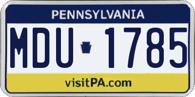 PA license plate MDU1785