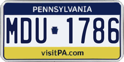 PA license plate MDU1786