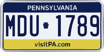 PA license plate MDU1789