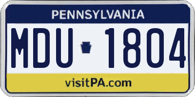PA license plate MDU1804