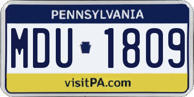 PA license plate MDU1809