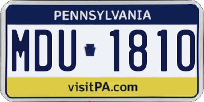 PA license plate MDU1810