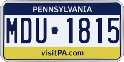 PA license plate MDU1815