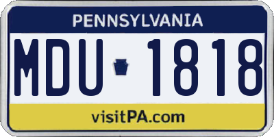 PA license plate MDU1818
