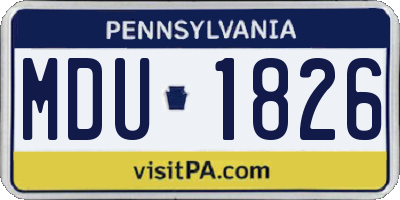 PA license plate MDU1826