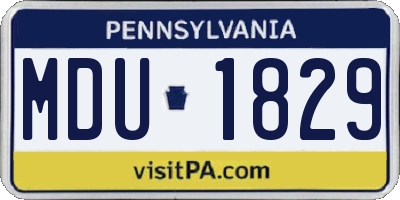 PA license plate MDU1829