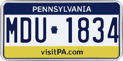 PA license plate MDU1834