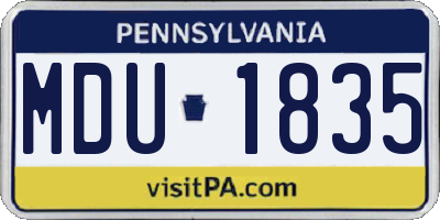 PA license plate MDU1835