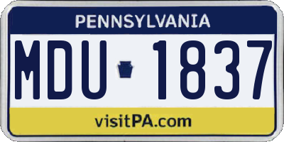 PA license plate MDU1837