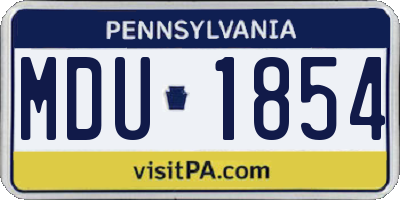 PA license plate MDU1854