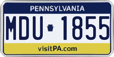 PA license plate MDU1855