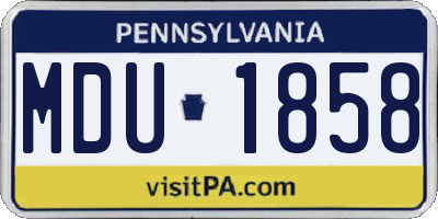 PA license plate MDU1858