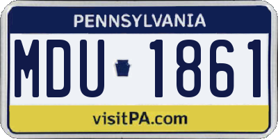 PA license plate MDU1861