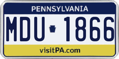 PA license plate MDU1866
