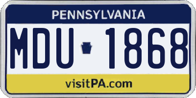 PA license plate MDU1868