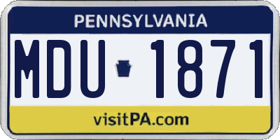 PA license plate MDU1871