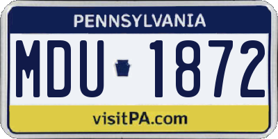PA license plate MDU1872