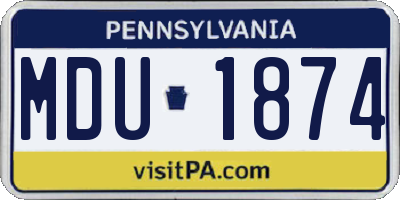 PA license plate MDU1874