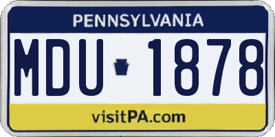 PA license plate MDU1878