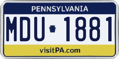 PA license plate MDU1881