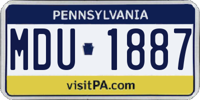 PA license plate MDU1887