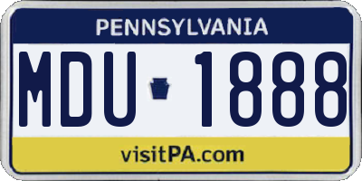 PA license plate MDU1888