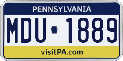 PA license plate MDU1889