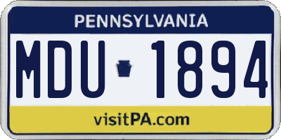 PA license plate MDU1894