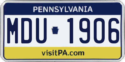 PA license plate MDU1906