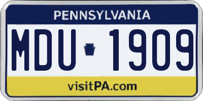 PA license plate MDU1909