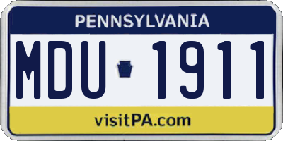 PA license plate MDU1911