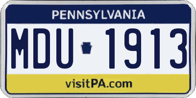 PA license plate MDU1913