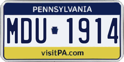 PA license plate MDU1914