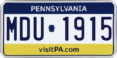 PA license plate MDU1915