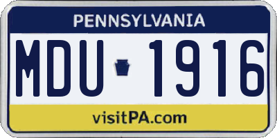 PA license plate MDU1916