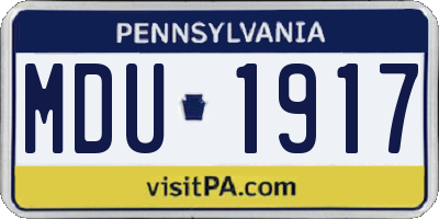 PA license plate MDU1917