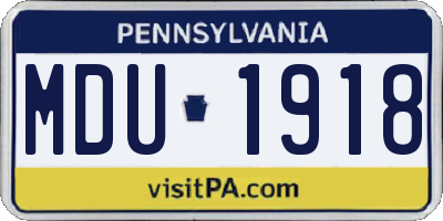 PA license plate MDU1918