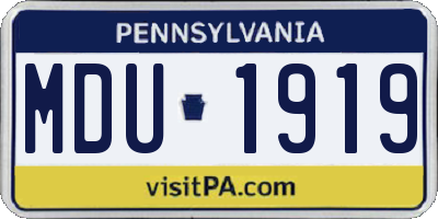 PA license plate MDU1919
