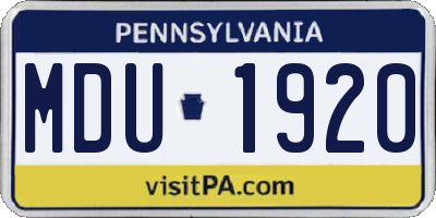 PA license plate MDU1920