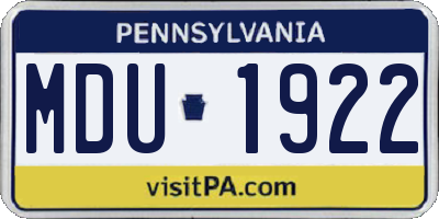 PA license plate MDU1922