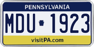 PA license plate MDU1923