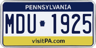 PA license plate MDU1925
