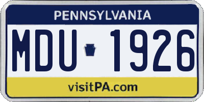 PA license plate MDU1926