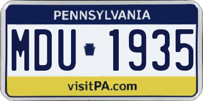 PA license plate MDU1935