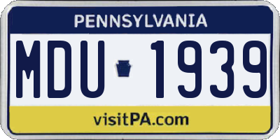 PA license plate MDU1939
