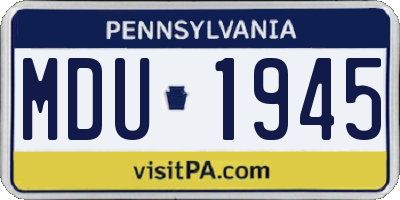 PA license plate MDU1945