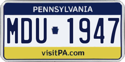 PA license plate MDU1947